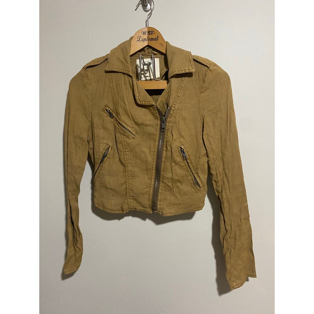 EUC Free People Cropped Moto Jacket Tan Size 0
